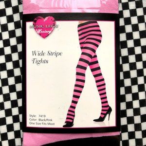 Pink & Black Striped Tights